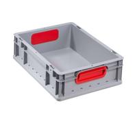 Allit Conteneur de transport gerbable L400xl300xH120mm gris PP poignée fermée rouge pa Quantité:1