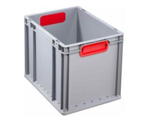 Allit Conteneur de transport gerbable L400xl300xH320mm gris PP poignée fermée rouge pa Quantité:1