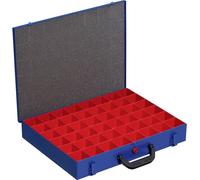 Allit Mallette de rangement en tôle d'acier EuroPlus pour petites pièces, avec 48 compartiments et fermeture étanche Bleu 44/48 x 63 cm