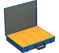 Allit Mallette de rangement en tôle d'acier EuroPlus pour petites pièces, avec 24 compartiments et fermeture étanche Bleu 44/24x63 cm