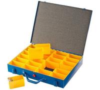 Allit Mallette de rangement en tole d'acier EuroPlus pour petites pièces, avec 24 compartiments et fermeture étanche Bleu 44/24x63 cm