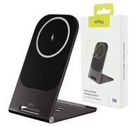 Allity Chargeur Induction sans Fil 15W Compatible MagSafe - Support Téléphone Pliable Aluminium Graphite, Station de Recharge Rapide Qi Universelle iPhone, Samsung Magsafe - Stand Magnétique USB-C