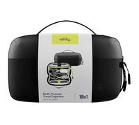 Allity Organiseur de Voyage Universel ATB-100 - Pochette de Rangement 2,4L avec 18 Compartiments pour Accessoires, Câbles, Cosmétiques et Électronique, Sac Organisateur Étanche et Compact Noir