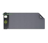 Allity Tapis de Bureau Grand pour Ordinateur Portable et Clavier avec Chargeur Induction 3-en-1, Double Face Filc & Cuir Synthétique, Support Magnétique, Surface Spacieuse, Noir