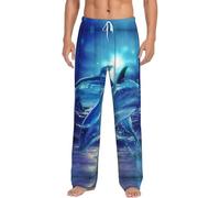 Alliya Blue Ocean Pantalon de pyjama pour homme Vêtement de détente Nuit Relaxation Weekend Paresseux Allongé dans le lit Canapé, blanc, XL