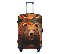 Alliya Grizzly Bear Housse de protection élastique pour valise de 45,7 à 81,3 cm, Noir , M