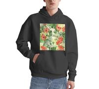 Alliya Hojas Tropicales Y Flores Pull à capuche pour homme adulte confortable à manches longues décontracté avec poche pour un usage quotidien, ^^, L