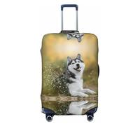 Alliya Housse de protection élastique pour valise de 45,7 à 81,3 cm Motif chiens mignons, Noir , M