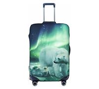 Alliya Northern Lights Bear Housse de protection élastique pour valise de 45,7 à 81,3 cm, Noir , M