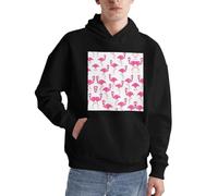 Alliya Pull à capuche pour homme avec flamant rose et manches longues confortable avec poche pour un usage quotidien, Noir , S
