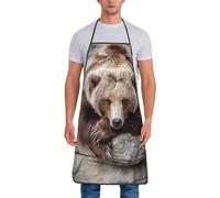 ALLiYa Tablier de cuisine pour cuisine et barbecue Motif ours marron, blanc, taille unique