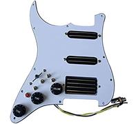 alljita Pickguard précâblé SSH pour gaucher avec double rail chaud haute sortie, lot de 4 interrupteurs à coupe unique 20 tons plus pour guitare électrique Squier Strat