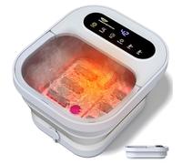 ALLJOY Bain de Pieds Massant Chauffant Pliable, Balnéothérapie Pieds avec 24 Niveaux de Température (35-48°C), 6 Rouleaux, Bulles,Infrarouge et Pierre Ponce, Thalasso Pieds pour Soulagement et Détente