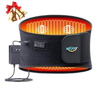 ALLJOY Coussin chauffant pour soulager les douleurs dorsales, masseur du bas du dos avec 3 chaleurs et 5 vibrations, coussin chauffant à brancher avec 3 minuteries, ceinture chauffante pour ceinture