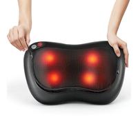 ALLJOY Coussin de Massage Shiatsu - Masseur Dos Chauffrant avec 4 Nœuds et 3 Vitesses Réglable, Têtes de massage rotatives 3D améliorées,Cadeau pour Femme/Homme, Portable pour Maison Bureau Voiture