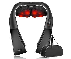 ALLJOY Masseur Cervical, Massage Dos et Cou Épaules avec Chauffage,Appareil de Massage Shiatsu Électrique avec Sac de Rangement,3D-rotation Vitesse Réglable, Cadeaux pour Meres Papa Femme Homme,Noir