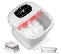 ALLJOY Thalasso Pieds Pliable avec Massage Automatique - Bain de Pieds Électrique avec 4 Rouleaux Motorisés, Bulles, Chauffage Rapide, Barre de Support Stable, Idéal jusqu'à Taille 46, Blanc