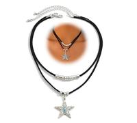 AllJunction Collier ras du cou en argent avec pendentif turquoise pour femme, cowgirl, cowboy, pays bohème, cordon en cuir, collier ras du cou superposé pour tenues de concert, accessoires de bijoux