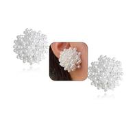 AllJunction Grandes boucles d'oreilles à tige en forme de grappes de perles blanches délicates pour femme, boucles d'oreilles mignonnes pour mariage, demoiselle d'honneur, bal de fin d'année, bijoux