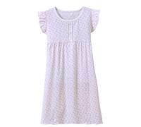 Allmeingeld Chemise de Nuit Pyjama pour Fille 3ans 4ans Printemps-été à Manches Courtes en Dentelle Cœur Blanc