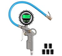 ALLmeter Manomètre Pression Pneus Numérique 220 PSI 4 Unités 5 Bouchons Compatible Gonfleur et Compresseur Pour Voiture, Moto, Camion, Vélo