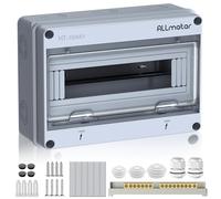 ALLmeter Tableau électrique 15 modules, Coffret étanche IP65 | Coffret distribution en saillie, bornier 9+7 and rail DIN intégré, joint silicone IP65-intérieur/extérieur