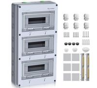 ALLmeter Tableau électrique 3 rangées Pour 36 modules, Coffret Electrique Etanche IP65, Boîte à Fusibles Distributeur en Saillie avec Terminaux et Rails Intégrés pour Logement et Jardin