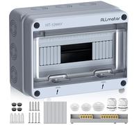 ALLmeter Tableau électrique pour 12 modules, Coffret électrique étanche IP65, Boîte à fusibles en saillie avec bornes et rails intégrés pour intérieur et extérieur