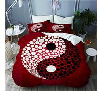 ALLMILL Parure de lit 3 Pièces,100% Polyester Microfibre,Symbole Abstrait Ying Yang,1 Housse De Couette 220x 240cm+ 2 Taies d'oreiller 50 * 75cm