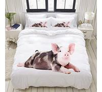 ALLMILL Parure de lit Adulte,Housse de Couette,Drôle Petit Cochon,1 Housse de Couette 220 x 240cm + 2 Taies d'Oreillers 50 * 75 CM