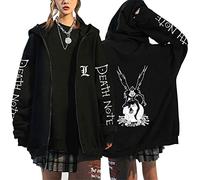 AllMonyba Death Note Anime Sweat à Capuche zippé pour Femme Homme L·Lawliet Sweat à Capuche surdimensionné Veste