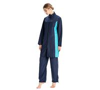 AllMonyba Femmes Musulman Maillot De Bain 3 Pièces Ensemble Islamique Sport Maillots De Bain Beachwear Couverture Complète Burkini avec Bonnet De Natation