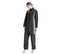 AllMonyba Femmes Musulman Maillot De Bain 3 Pièces Ensemble Islamique Sport Maillots De Bain Beachwear Couverture Complète Burkini avec Bonnet De Natation