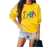 AllMonyba Femmes Zumba Dance Print Tops Mode Crew Neck Sweatshirt T-Shirt à Manches Longues Pullover pour Dames