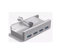 ALLNET Hub USB 3.2 Gen 1 Type-A 4 Ports avec Clip, 5 Gbps, Argent, Câble 1m, Alimentation USB, Compatible Windows/macOS/Linux, 89x46x23mm