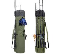 Allnice Sac de Transport en Toile Durable pour Canne à pêche et Moulinet - Peut contenir 5 bâtons et matériel de pêche, Vert Kaki, Classique