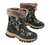 Alloaone Bottes de neige mi-mollet avec fermeture éclair pour femme - Doublure chaude - Talon plat - Antidérapantes - Confortables, Camo1., 39.5 EU