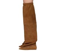 Alloaone Bottes plates au-dessus du genou pour femme, bout rond, doublure en polaire douce, style combat, à enfiler pour un confort décontracté tout au long de la journée, marron, 40 EU