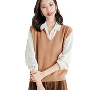 Alloaone Gilet en tricot pour femmes, en cachemire, sans manches, col en V, ample, pour l'automne et l'hiver, Comme indiqué., XL