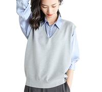 Alloaone Gilet en tricot pour femmes, en cachemire, sans manches, col en V, ample, pour l'automne et l'hiver