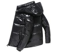 Alloaone Hommes Imperméable 90% Blanc Canard Doudoune Brillant Manteau Vêtements À Capuche Épais Chaud Vers Le Bas Coupe-Vent black L