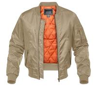 Alloaone Men's Varsity Multi-Color Pilot Coat Army Bomber Jacket Thicken Warm Windbreaker Baseball Outwear Khaki XL