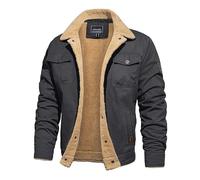 Alloaone Men's Winter Fleece Warm Coats Multi Pockets Bomber Jacket For Work Travel