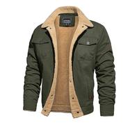 Alloaone Men's Winter Fleece Warm Coats Multi Pockets Bomber Jacket for Work Travel Army EN8 L