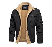 Alloaone Men's Winter Fleece Warm Coats Multi Pockets Bomber Jacket for Work Travel Black S