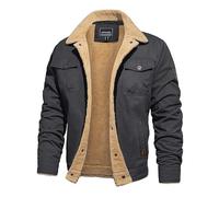 Alloaone Men's Winter Fleece Warm Coats Multi Pockets Bomber Jacket for Work Travel Dark Gray S