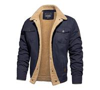 Alloaone Men's Winter Fleece Warm Coats Multi Pockets Bomber Jacket for Work Travel Navy M