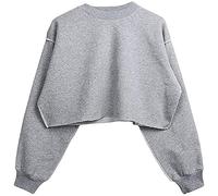 Alloaone Sweat-Shirt À Capuche Surdimensionné pour Femmes, Pull Court Décontracté en Polaire À Manches Longues