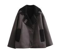 Alloaone Vêtements d'automne pour femmes manteau une pièce en fourrure de petite foule française Style européen et américain Brown S