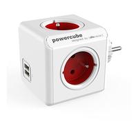allocacoc PowerCube Duo USB rouge original, adaptateur de voyage et 4 prises ...